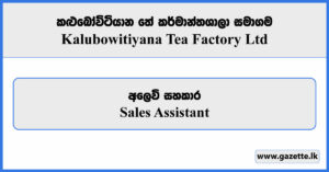 Sales Assistant - Kalubowitiyana Tea Factory Limited Vacancies 2026