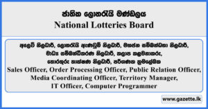 Sales Officer, Order Processing Officer, Public Relation Officer, Media Coordinating Officer, Territory Manager, IT Officer, Computer Programmer - NLB Vacancies 2025