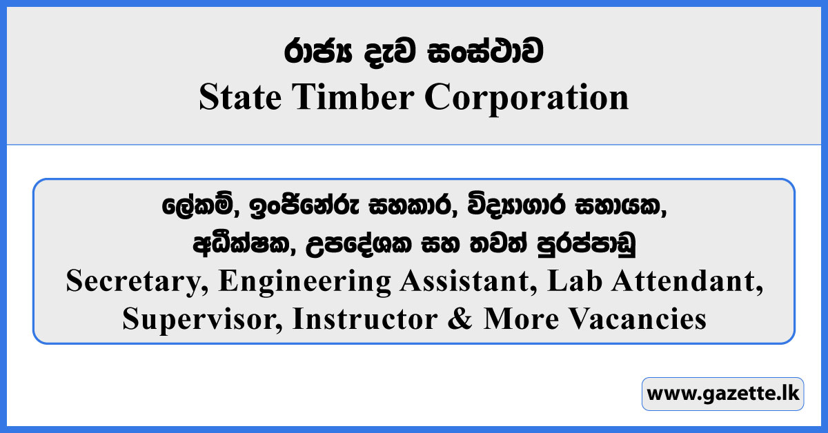 Secretary, Engineering Assistant, Lab Attendant, Supervisor, Instructor & More Vacancies - State Timber Corporation Vacancies 2025