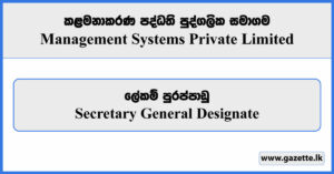 Secretary General Designate - Management Systems Private Limited Vacancies 2024