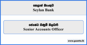 Senior Accounts Officer - Seylan Bank Vacancies 2025