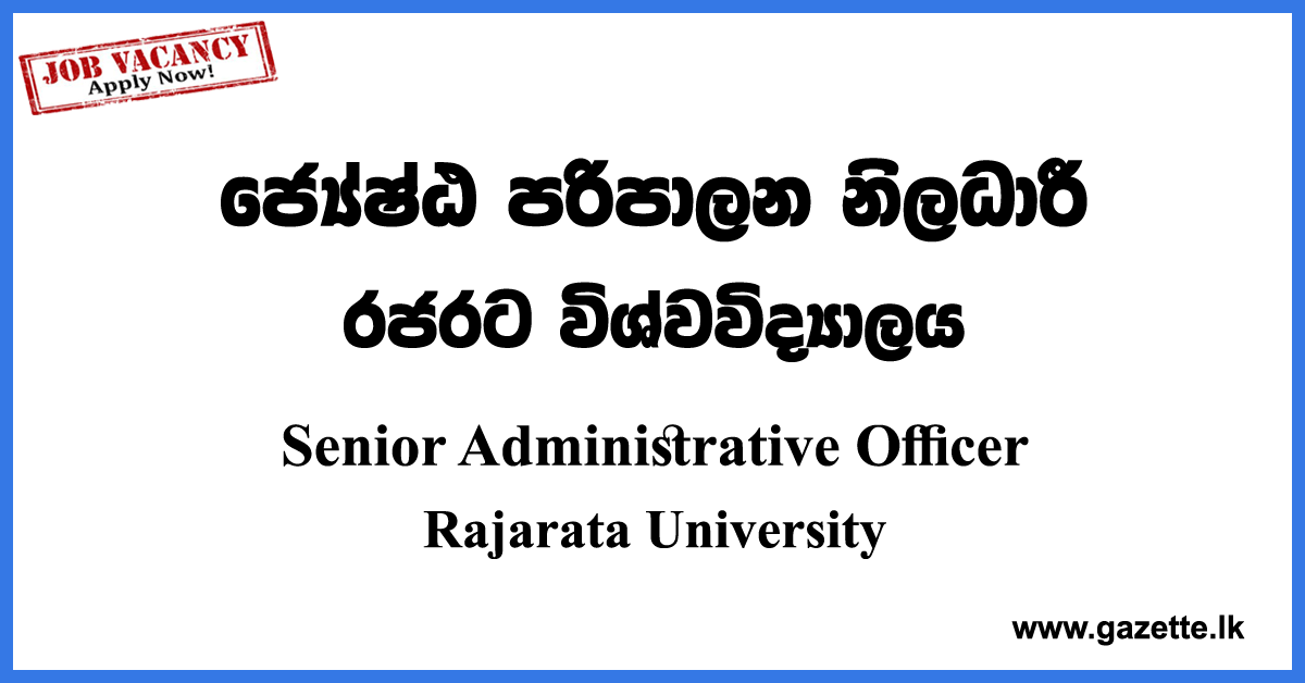 Senior Administrative Officer Vacancies