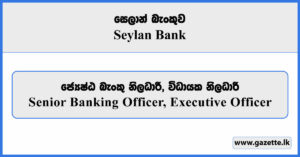 Senior Banking Officer, Executive Officer - Seylan Bank Vacancies 2025