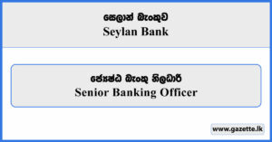 Senior Banking Officer - Seylan Bank Vacancies 2025