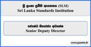 Senior Deputy Director - Sri Lanka Standards Institution Vacancies 2026