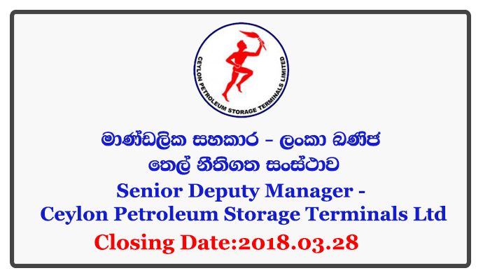 Senior Deputy Manager (Information Security) - Ceylon Petroleum Storage Terminals Ltd Closing Date: 2018-03-28