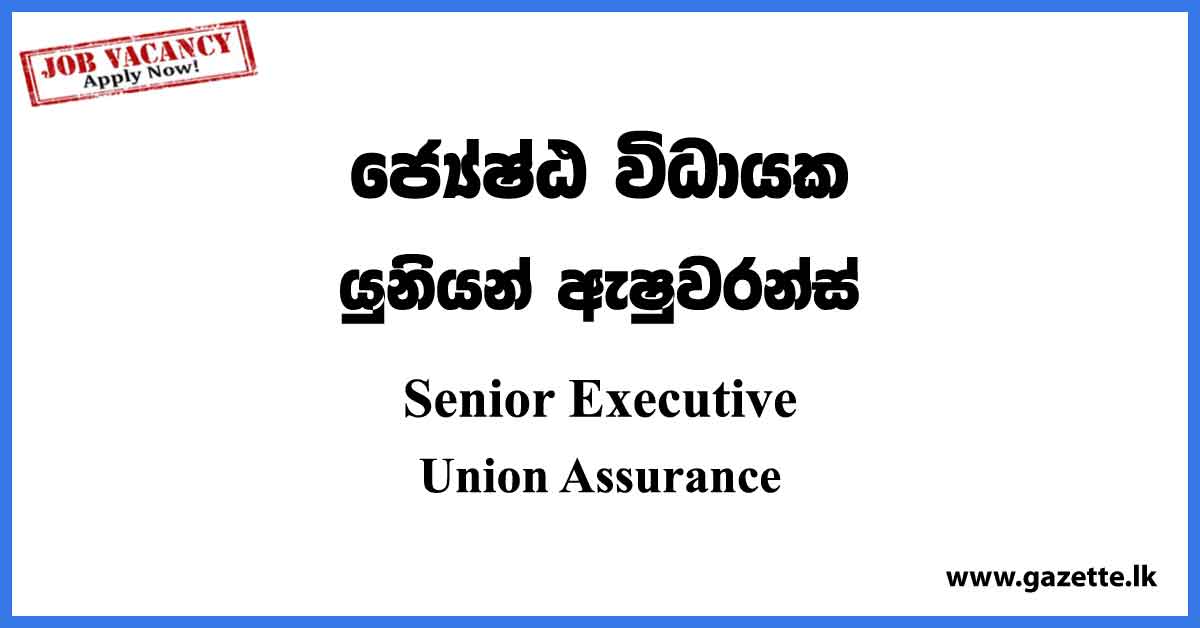 Senior Executive - Union Assurance Vacancies 2023