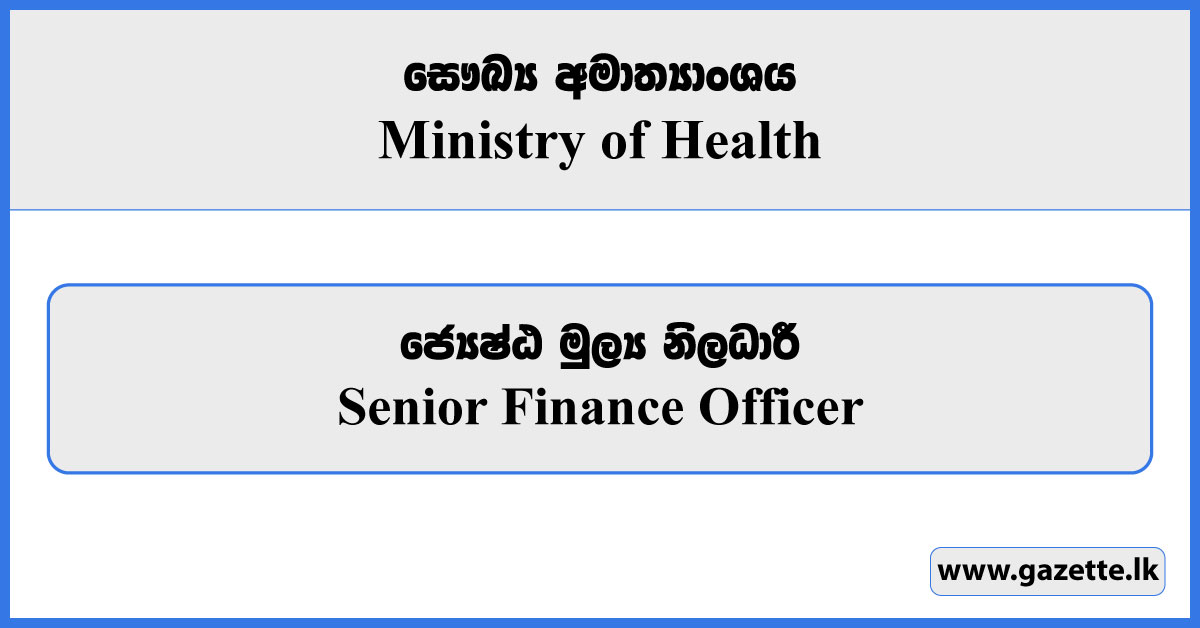 Senior Finance Officer - Ministry of Health Vacancies 2024