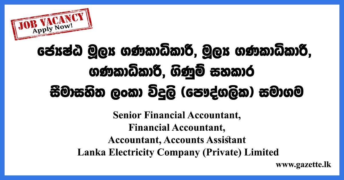 Senior-Financial-Accountant,-Financial-Accountant,-Accountant,-Accounts-Assistant---Lanka-Electricity-Company-(Private)-Limited