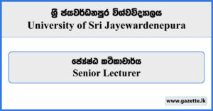 Senior Lecturer (PIM) - University of Sri Jayewardenepura Vacancies 2023