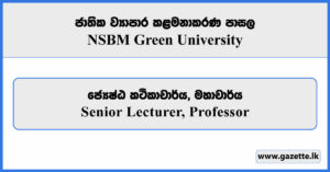Senior Lecturer, Professor - NSBM Green University Vacancies 2025