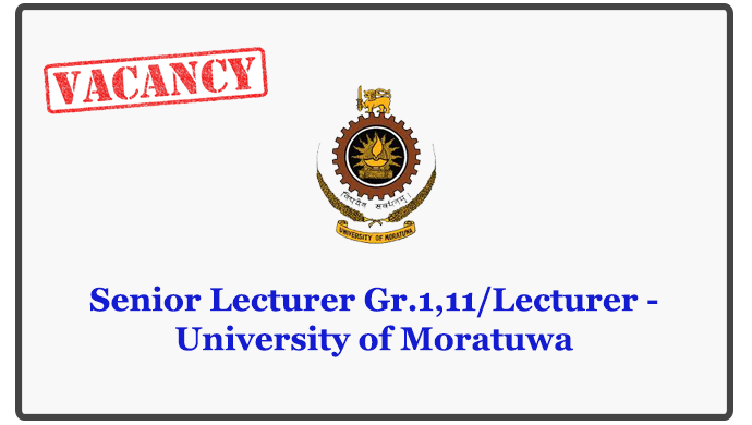 Senior Lecturer Gr.1,11/Lecturer - University of Moratuwa