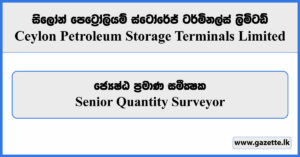Senior Quantity Surveyor - Ceylon Petroleum Storage Terminals Limited Vacancies 2024