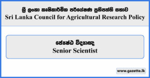 Senior Scientist - Sri Lanka Council for Agricultural Research Policy Vacancies 2024