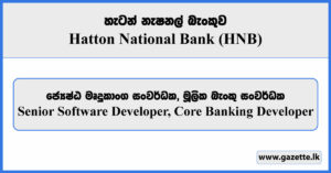 Senior Software Developer, Core Banking Developer - Hatton National Bank Vacancies 2024