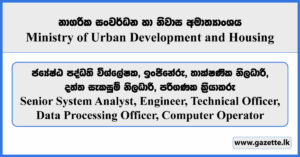 Senior System Analyst, Engineer, Technical Officer, Data Processing Officer, Computer Operator - Ministry of Urban Development and Housing Vacancies 2024