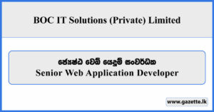 Senior Web Application Developer - BOC IT Solutions (Pvt) Ltd Vacancies 2025