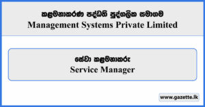 Service Manager - Management Systems Private Limited Vacancies 2025