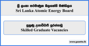 Skilled Graduate Vacancies - Sri Lanka Atomic Energy Board Vacancies 2024