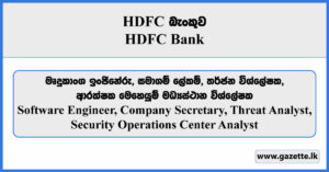 Software Engineer, Company Secretary, Threat Analyst, Security Operations Center Analyst - HDFC Bank Vacancies 2026