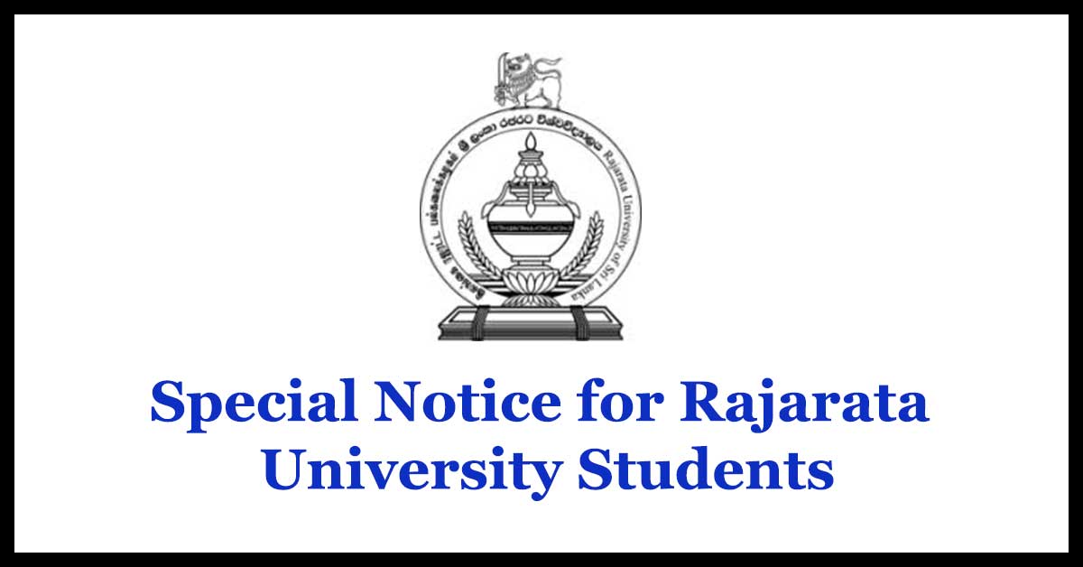 Special Notice for Rajarata University Students