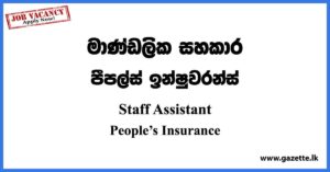 Staff Assistant (Finance) - People’s Insurance Job Vacancies 2023
