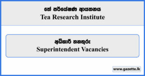 Superintendent - Tea Research Institute Vacancies 2023