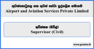 Supervisor (Civil) - Airport and Aviation Services Private Limited Vacancies 2026