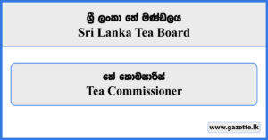 Tea Commissioner - Sri Lanka Tea Board Vacancies 2024