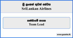 Team Lead - Sri Lankan Airlines Job Vacancies 2023