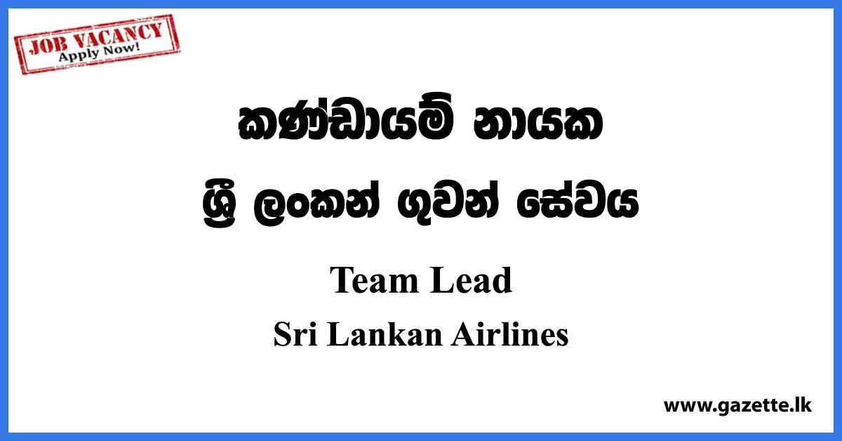 Team Lead (Windows Infrastructure) - Sri Lankan Airlines Vacancies 2023