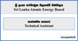 Technical Assistant - Sri Lanka Atomic Energy Board Vacancies 2024