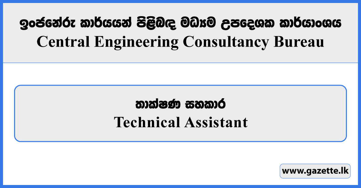 Technical Assistant - Central Engineering Consultancy Bureau Vacancies 2025