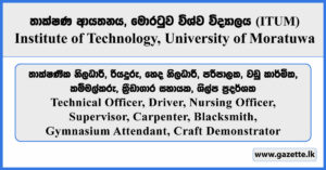 Technical Officer, Driver, Nursing Officer, Supervisor, Carpenter, Blacksmith, Gymnasium Attendant, Craft Demonstrator - ITUM Vacancies 2025