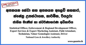 Technician, Driver, Field Assistant, Marketing Assistant - National Gem & Jewellery Authority Vacancies