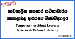 Temporary Assistant Lecturer Vacancies