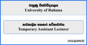 Temporary Assistant Lecturer - University of Ruhuna Vacancies 2024