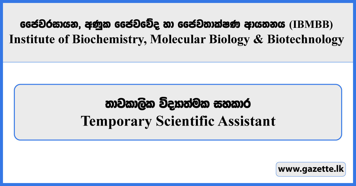Temporary Scientific Assistant - Institute of Biochemistry, Molecular ...