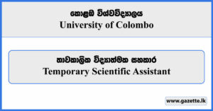 Temporary Scientific Assistant - University of Colombo Vacancies 2023