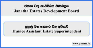 Trainee Assistant Estate Superintendent - Janatha Estates Development Board Vacancies 2025