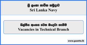 Vacancies in Technical Branch - Sri Lanka Navy Vacancies 2024