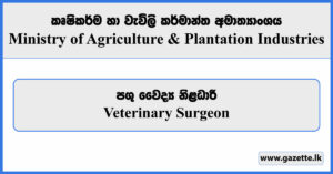 Veterinary Surgeon - Ministry of Agriculture & Plantation Industries Vacancies 2024