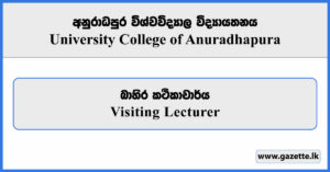 Visiting Lecturer - University College Anuradhapura Vacancies 2025