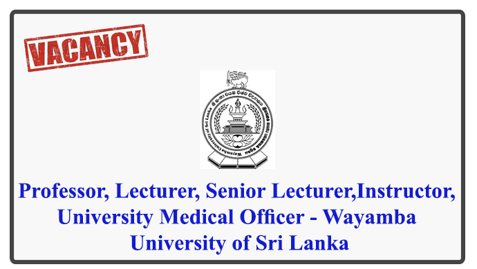 Professor, Lecturer, Senior Lecturer, Instructor, University Medical Officer - Wayamba University of Sri Lanka