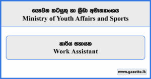 Work Assistant - Ministry of Youth Affairs and Sports Vacancies 2026