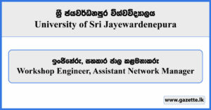 Workshop Engineer, Assistant Network Manager - University of Sri Jayewardenepura Vacancies 2025