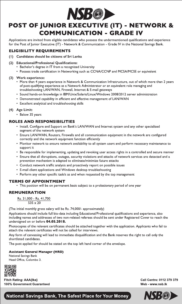 Nsb Vacancies Gazette Lk